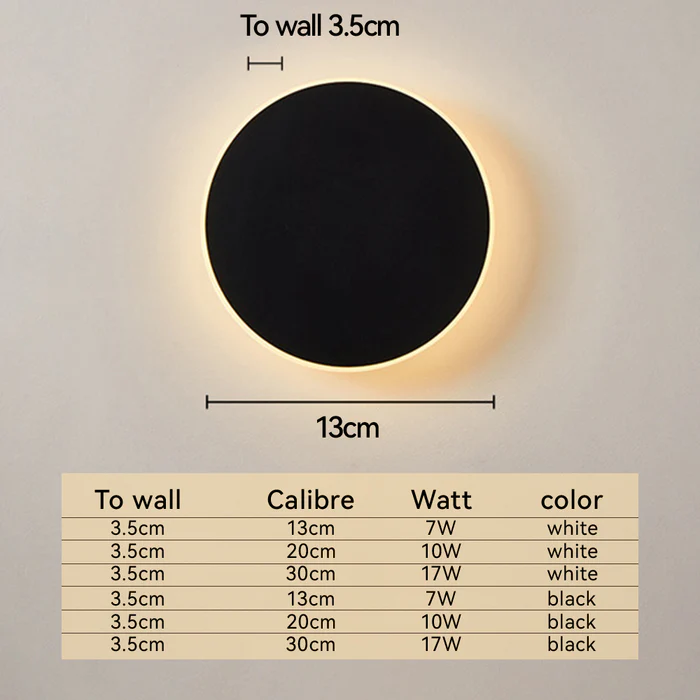 Applique d'extérieur LED ronde en métal minimaliste