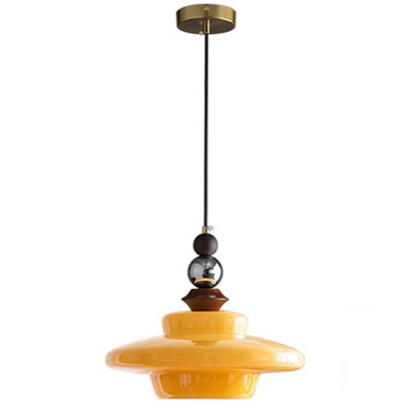 Lampe pendante de salle à manger en verre beige de style médiéval