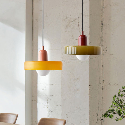 Lampe Suspendue Bauhaus En Verre Coloré