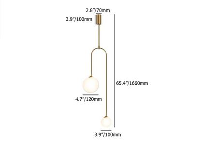 Suspension Moderne en Verre Globe à 2 Lumières en Forme de U pour Salon et Chambre