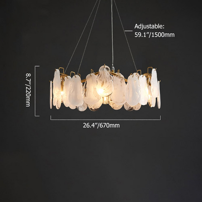 Lustre moderne à 6 branches en verre nuageux avec câbles réglables